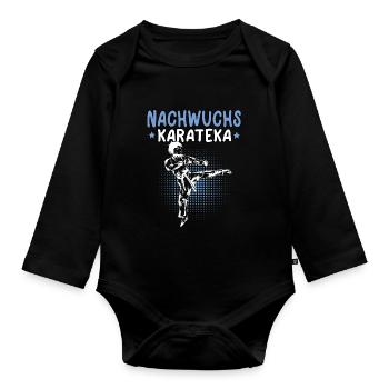 Karate Nachwuchs Karateka asiatischer Kampfsport - Baby Bio-Langarm-Body - Schwarz - Vorne