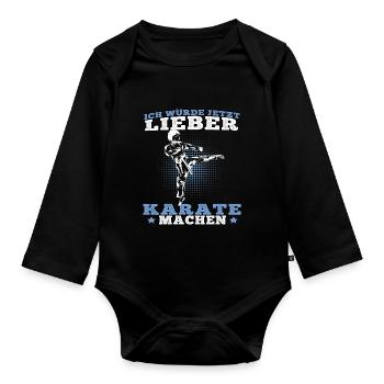 Lieber Karate Karateka asiatischer Kampfsport - Baby Bio-Langarm-Body - Schwarz - Vorne