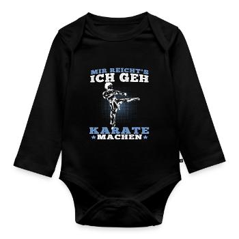 Geh Karate machen Karateka asiatischer Kampfsport - Baby Bio-Langarm-Body - Schwarz - Vorne
