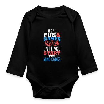 Mind Games - Arm wrestling - Organic Longsleeve Baby Bodysuit - black - Front
