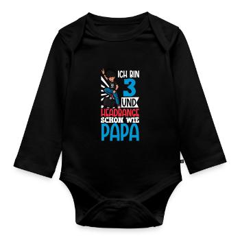Ich bin 3 - Jungen Rocker - Baby Bio-Langarm-Body - Schwarz - Vorne