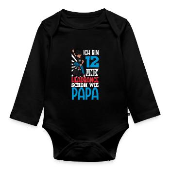 Ich bin 12 - Jungen Rocker - Baby Bio-Langarm-Body - Schwarz - Vorne