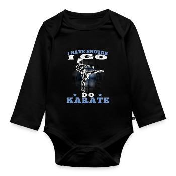 I go do Karate Karateka asiatischer Kampfsport - Baby Bio-Langarm-Body - Schwarz - Vorne
