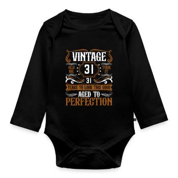 31e anniversaire Vintage Rétro - Body Bébé bio manches longues - noir - Devant