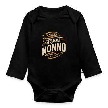 World's Best Nonno Ever Funny Grandpa - Organic Longsleeve Baby Bodysuit - black - Front