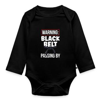 Avertissement : La ceinture noire passe la ceinture noire - Body Bébé bio manches longues - noir - Devant