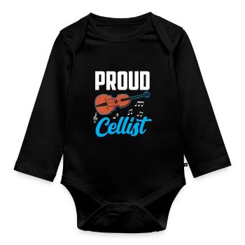 Stolze Cellistin Cellos Cellist Cello Musiker - Baby Bio-Langarm-Body - Schwarz - Vorne
