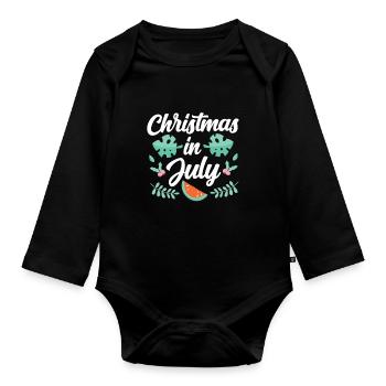 Weihnachten im juli Noël en juillet Humour Père Noël - Body Bébé bio manches longues - noir - Devant