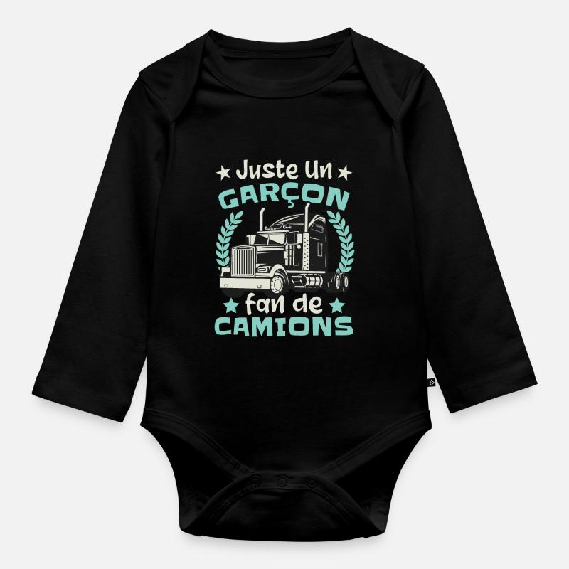 Fan de Camions - Body Bébé bio manches longues - noir