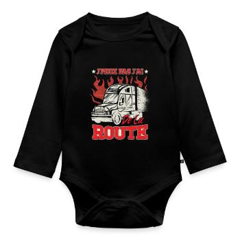 Routier Poids Lourd Chauffeur Conducteur - Body Bébé bio manches longues - noir - Devant