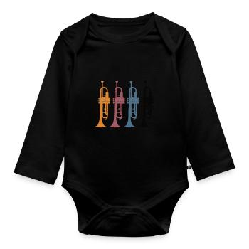 Trompette - Body Bébé bio manches longues - noir - Devant