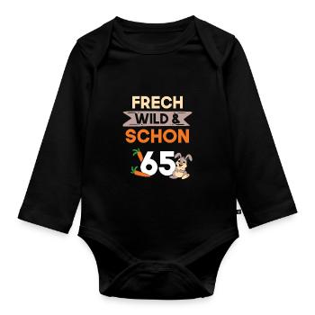 Geschenk 65 Jahre Geburtstag Hase Kaninchen - Baby Bio-Langarm-Body - Schwarz - Vorne