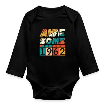 1962 Anniversaire Naissance Année de naissance millésime - Body Bébé bio manches longues - noir - Devant