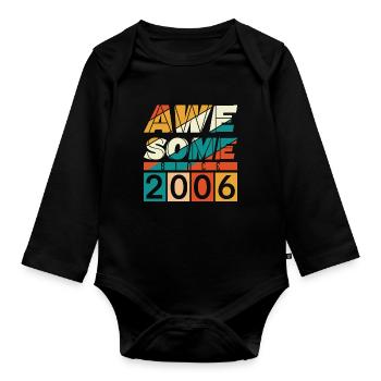 2006 Né 18e anniversaire Année de naissance Millésime - Body Bébé bio manches longues - noir - Devant