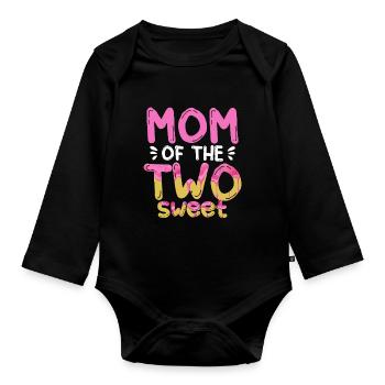 Mom Of The Two Sweet Proud Mother Mama - Organic Longsleeve Baby Bodysuit - black - Front