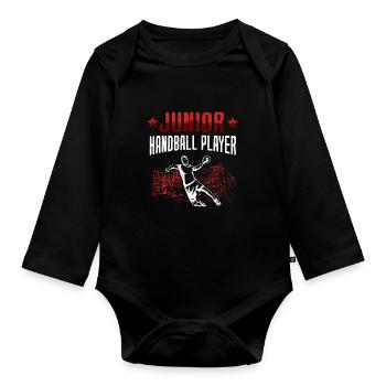 would rather play handball Handball player - Organic Longsleeve Baby Bodysuit - black - Front