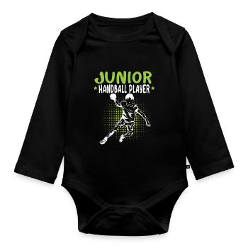 would rather play handball Handball player - Organic Longsleeve Baby Bodysuit - black - Front