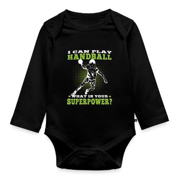 would rather play handball Handball player - Organic Longsleeve Baby Bodysuit - black - Front