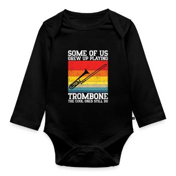 Trombone - Organic Longsleeve Baby Bodysuit - black - Front