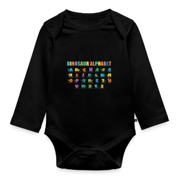 My Dinosaur Lovers ABC Kids Dino Alphabet - Organic Longsleeve Baby Bodysuit - black - Front