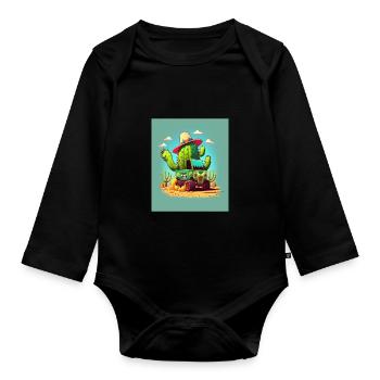 Cactus Plant Collectors Mexican Cactus Plant In A - Baby Bio-Langarm-Body - Schwarz - Vorne