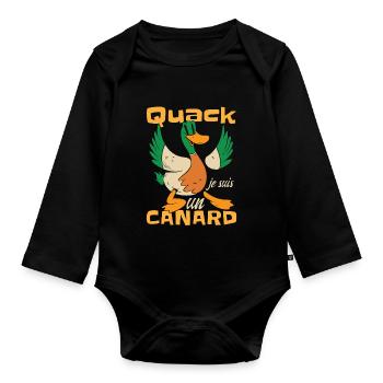 Je Suis Un Canard - Body Bébé bio manches longues - noir - Devant