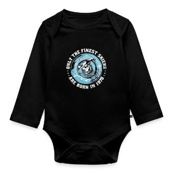Skier Skier born 1970 Birthday Skiing - Organic Longsleeve Baby Bodysuit - black - Front