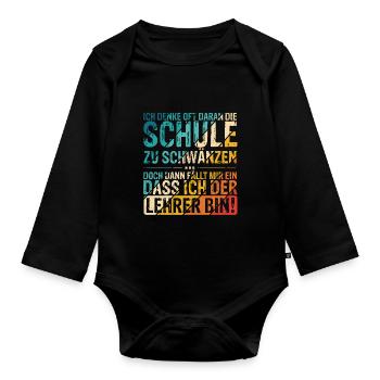 Ich Denke Oft Daran Die Schule Zu Schwänzen Lustig - Baby Bio-Langarm-Body - Schwarz - Vorne