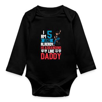 I'm 5 - Young Rocker - Organic Longsleeve Baby Bodysuit - black - Front