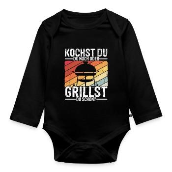 Grillen Besser Als Kochen Fleisch Liebe Grill Lieb - Baby Bio-Langarm-Body - Schwarz - Vorne