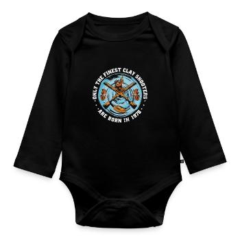 Clay pigeons born 1978 birthday - Organic Longsleeve Baby Bodysuit - black - Front