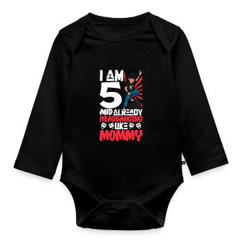 Ich bin 5 - Jungen Rocker - Baby Bio-Langarm-Body - Schwarz - Vorne