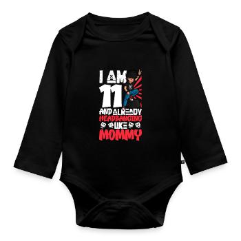 Ich bin 11 - Jungen Rocker - Baby Bio-Langarm-Body - Schwarz - Vorne