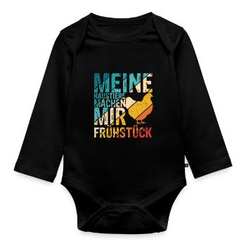 Hühner Landwirt Traktor Agrar Landwirtschaft Spruc - Baby Bio-Langarm-Body - Schwarz - Vorne
