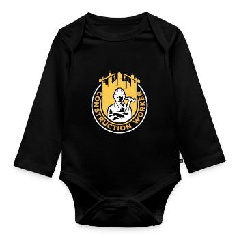 Construction workers Construction Team Teamwork Construction site - Organic Longsleeve Baby Bodysuit - black - Front