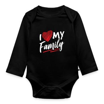 J’aime ma douce équipe de réunion de famille - Body Bébé bio manches longues - noir - Devant