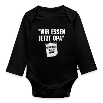Wir essen jetzt Opa - Baby Bio-Langarm-Body - Schwarz - Vorne
