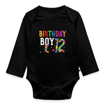 Blocs de construction enfant anniversaire 10 ans - Body Bébé bio manches longues - noir - Devant