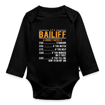 Bailiff Hourly wage - Organic Longsleeve Baby Bodysuit - black - Front