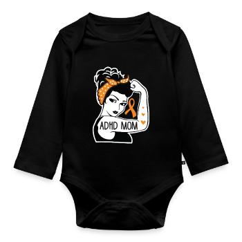 ADHD Mom For ADHD Awareness Month - Organic Longsleeve Baby Bodysuit - black - Front