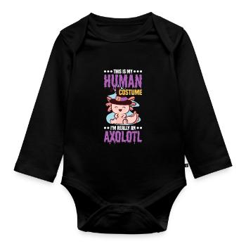 This is my human costume, which - Organic Longsleeve Baby Bodysuit - black - Front