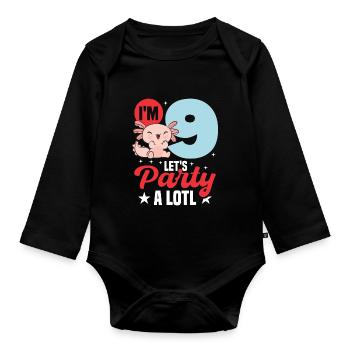 J’ai 9 ans, célébrons beaucoup - Body Bébé bio manches longues - noir - Devant