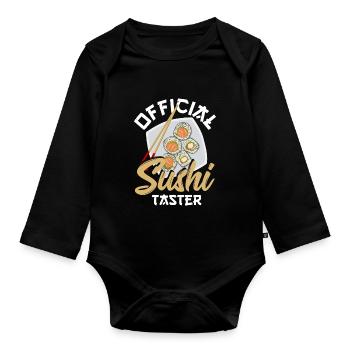 Official Sushi Taster Sushi Rice Fish Sashimi - Baby Bio-Langarm-Body - Schwarz - Vorne