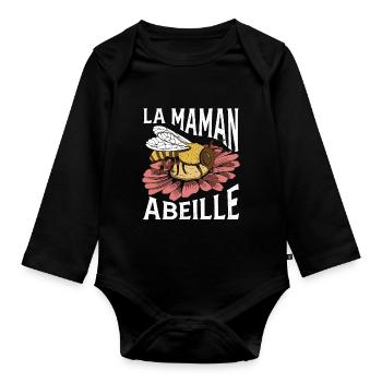 Maman Apicultrice Fête Des Mères - Body Bébé bio manches longues - noir - Devant