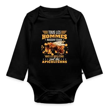 Homme Apicultrice Abeilles - Body Bébé bio manches longues - noir - Devant