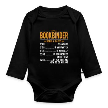 Buchbinder hourly wage - Organic Longsleeve Baby Bodysuit - black - Front