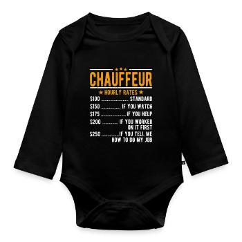 Chauffeur Stundenlohn - Baby Bio-Langarm-Body - Schwarz - Vorne
