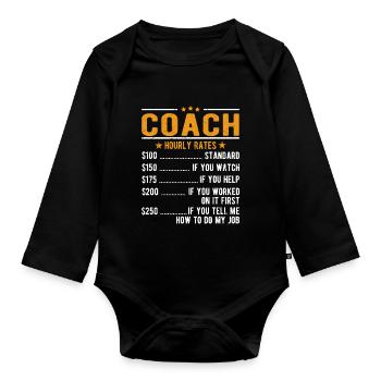 Trainer hourly wage - Organic Longsleeve Baby Bodysuit - black - Front