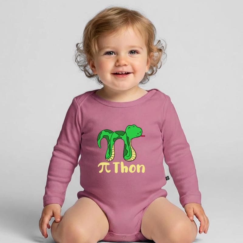 Funny snake pi day math python science joke Organic Longsleeve Baby Bodysuit