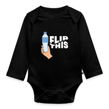 Flip This Bottle Flipping Flasche - Organic Longsleeve Baby Bodysuit - black - Front